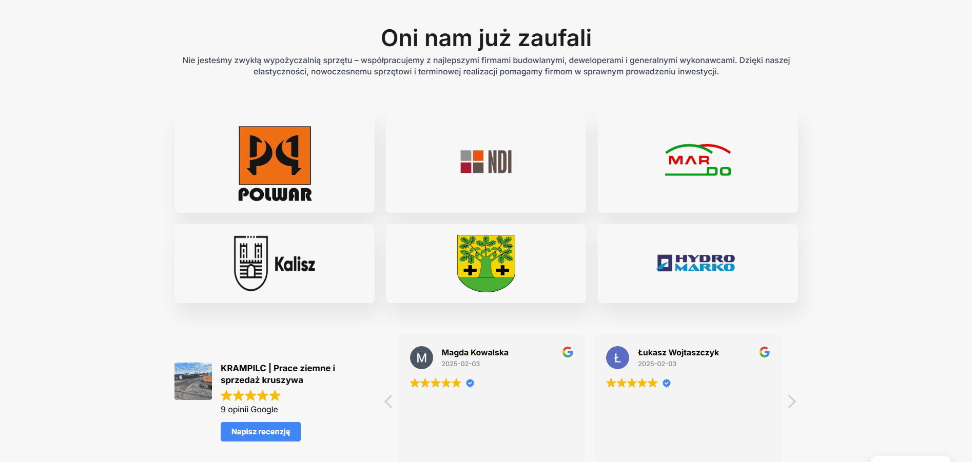 strona internetowa dla firmy budowlanej przykład